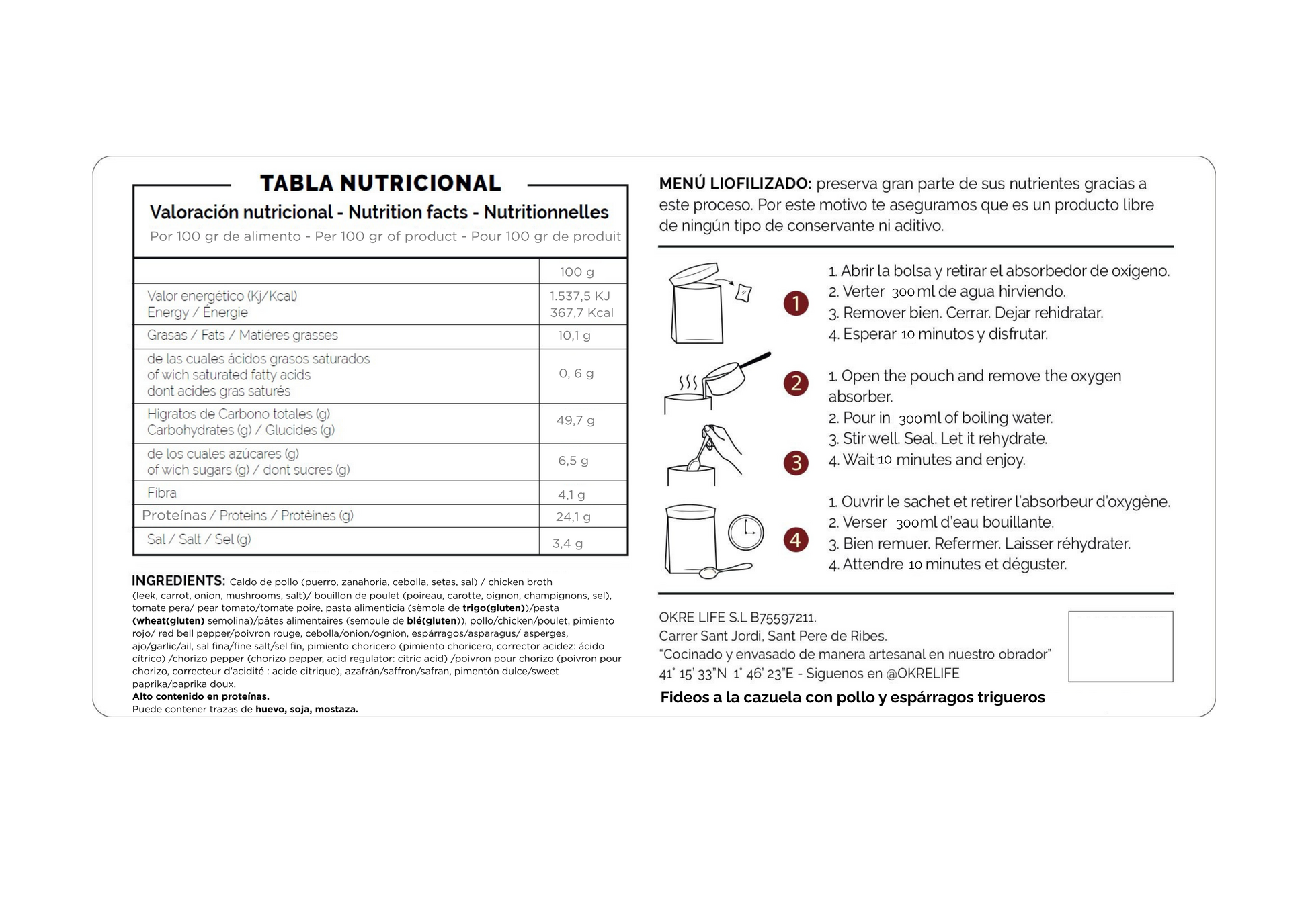 Chicken fideuá with wild asparagus 